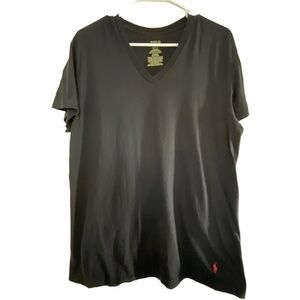 Men's Ralph Lauren Polo Black V-Neck Shirt Size Medium GUC #4683